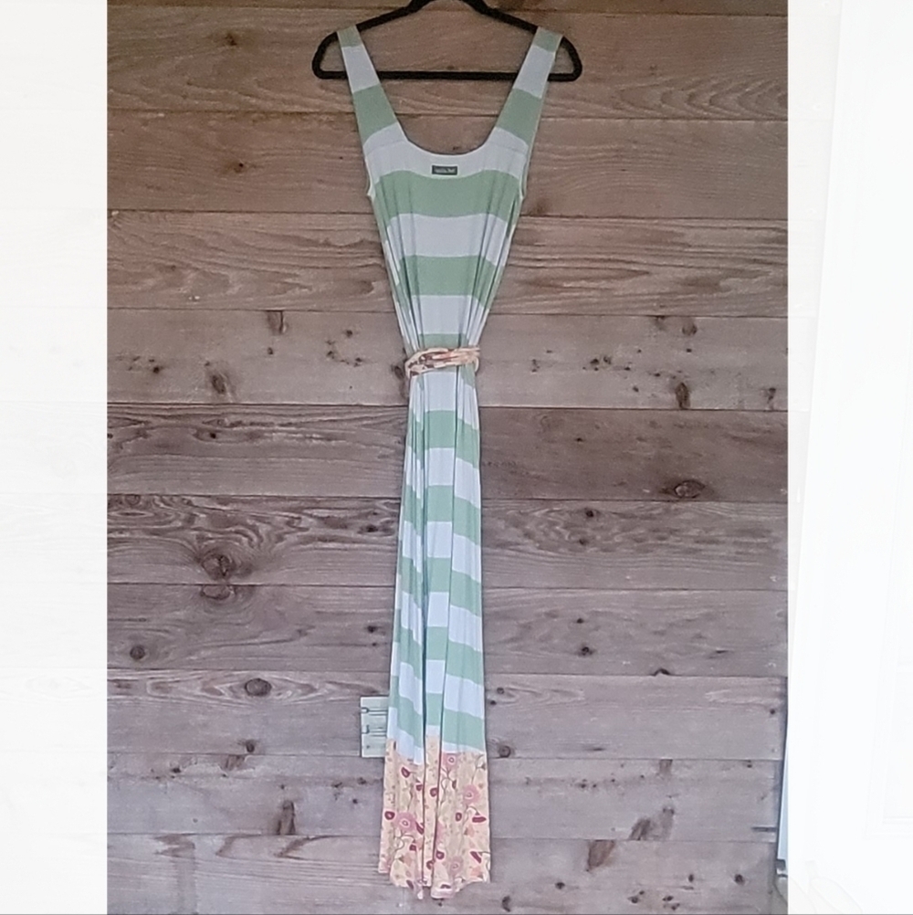 Matilda Jane Seaside Afternoon Maxi Dress Green Striped Sundress Size Small - Picture 3 of 8